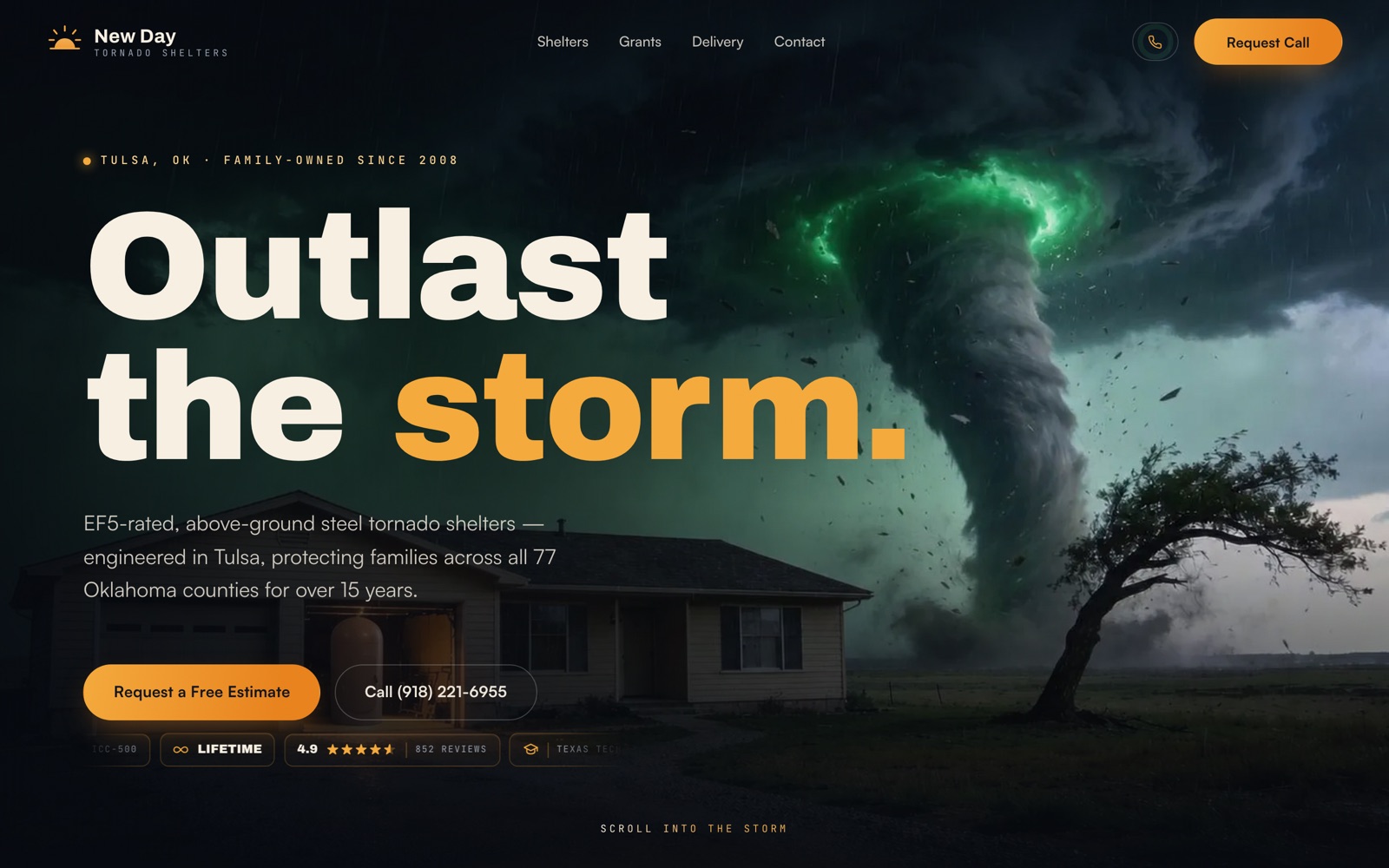 New Day Tornado Shelters homepage